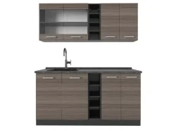 Single-Küchen<Vicco R-Line Singleküche /Anthrazit 160 cm AP Anthrazit ohne E-Geräte Edelgrau