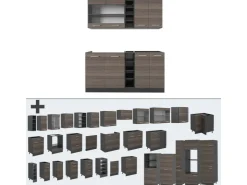 Single-Küchen<Vicco R-Line Singleküche /Anthrazit 160 cm AP Anthrazit ohne E-Geräte Edelgrau