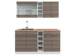Vicco R-Line Singleküche /Weiß 160 cm AP Eiche ohne E-Geräte Single-Küchen