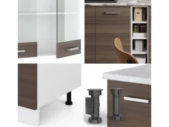 Vicco R-Line Singleküche /Weiß 160 cm AP Eiche ohne E-Geräte Single-Küchen