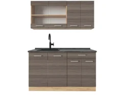 Clearance Vicco R-Line Singleküche /Goldkraft Eiche 140 cm AP Anthrazit ohne E-Geräte Edelgrau