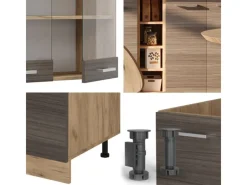 Best Vicco R-Line Singleküche /Goldkraft Eiche 160 cm AP Eiche ohne E-Geräte Single-Küchen
