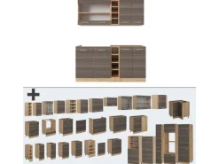 Best Vicco R-Line Singleküche /Goldkraft Eiche 160 cm AP Eiche ohne E-Geräte Single-Küchen