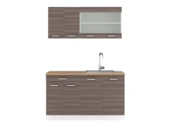 Outlet Vicco R-Line Singleküche /Weiß 140 cm AP Eiche ohne E-Geräte Edelgrau