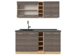 Outlet Vicco R-Line Singleküche /Goldkraft Eiche 160 cm AP Anthrazit ohne E-Geräte Single-Küchen