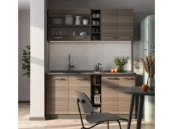 Single-Küchen<Vicco R-Line Singleküche /Anthrazit 160 cm AP Eiche ohne E-Geräte Edelgrau