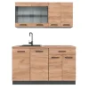 Best Vicco R-Line SingleKüche Goldkraft Eiche/Anthrazit 140 cm AP Eiche Opt 2 ohne E-Geräte Single-Küchen
