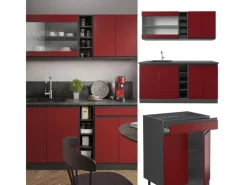 Vicco R-Line Singleküche /Anthrazit 160 cm J-Shape ohne E-Geräte Single-Küchen|Miniküchen