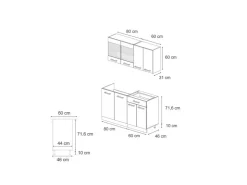 Clearance Vicco R-Line Singleküche /Anthrazit 140 cm AP Anthrazit ohne E-Geräte Schwarz Hochglanz