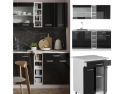 Discount Vicco R-Line Singleküche /Weiß 160 cm AP Eiche ohne E-Geräte Single-Küchen