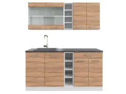 Vicco R-Line Singleküche Sonoma/Weiß 160 cm AP Anthrazit ohne E-Geräte Single-Küchen