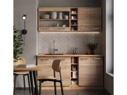 Discount Vicco R-Line Singleküche Sonoma/Goldkraft Eiche 160 cm ohne Arbeitsplatte ohne E-Geräte Sonoma Eiche