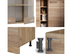Discount Vicco R-Line Singleküche Sonoma/Goldkraft Eiche 160 cm ohne Arbeitsplatte ohne E-Geräte Sonoma Eiche