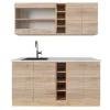 Vicco R-Line Single Küche Sonoma/Goldkraft Eiche 160 cm AP Marmor ohne E-Geräte Single-Küchen