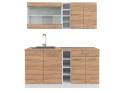 Vicco R-Line Singleküche Sonoma/Weiß 160 cm AP Eiche ohne E-Geräte Single-Küchen