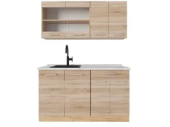 Best Vicco R-Line Single Küche Sonoma/Goldkraft Eiche 140 cm AP Marmor ohne E-Geräte Sonoma Eiche