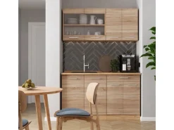 Best Vicco R-Line Single Küche Sonoma/Goldkraft Eiche 140 cm AP Marmor ohne E-Geräte Sonoma Eiche