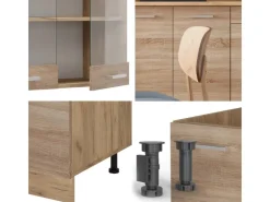 Best Vicco R-Line Single Küche Sonoma/Goldkraft Eiche 140 cm AP Marmor ohne E-Geräte Sonoma Eiche