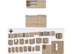 Best Vicco R-Line Single Küche Sonoma/Goldkraft Eiche 140 cm AP Marmor ohne E-Geräte Sonoma Eiche
