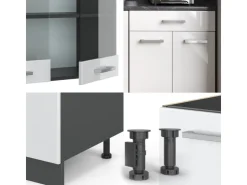 Online Vicco R-Line Singleküche /Anthrazit 140 cm AP Marmor ohne E-Geräte Weiß Hochglanz