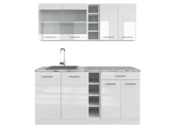 Single-Küchen|Pantryküchen<Vicco R-Line Singleküche Hochglanz/ 160 cm ohne Arbeitsplatte ohne E-Geräte Weiß