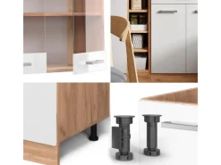 Vicco R-Line Singleküche Weiß Hochglanz/Goldkraft Eiche 160 cm AP Anthrazit ohne E-Geräte Single-Küchen|Einbauküchen