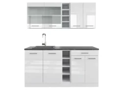 Best Vicco R-Line Singleküche Hochglanz/ 160 cm AP Anthrazit ohne E-Geräte Single-Küchen