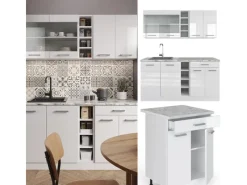 Best Vicco R-Line Singleküche Hochglanz/ 160 cm AP Anthrazit ohne E-Geräte Single-Küchen