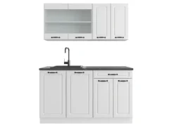 Best Vicco R-Line Singleküche Weiß Landhaus/Weiß 140 cm ohne Arbeitsplatte ohne E-Geräte Single-Küchen|Einbauküchen