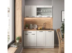 Best Vicco R-Line Singleküche Weiß Landhaus/Weiß 140 cm ohne Arbeitsplatte ohne E-Geräte Single-Küchen|Einbauküchen