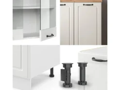 Best Vicco R-Line Singleküche Weiß Landhaus/Weiß 140 cm ohne Arbeitsplatte ohne E-Geräte Single-Küchen|Einbauküchen