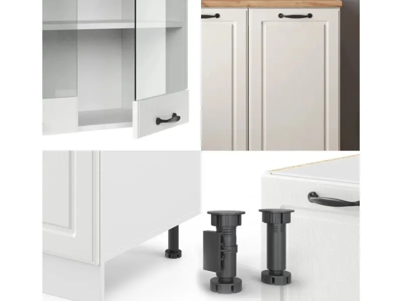 Best Vicco R-Line Singleküche Weiß Landhaus/Weiß 140 cm ohne Arbeitsplatte ohne E-Geräte Single-Küchen|Einbauküchen