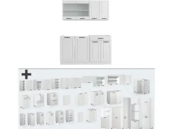 Best Vicco R-Line Singleküche Weiß Landhaus/Weiß 140 cm ohne Arbeitsplatte ohne E-Geräte Single-Küchen|Einbauküchen