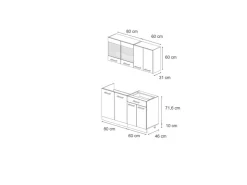 Single-Küchen|Einbauküchen<Vicco R-Line Singleküche Weiß Landhaus/Goldkraft Eiche 140 cm ohne Arbeitsplatte ohne E-Geräte Weiß Struktur