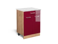 Küchenschränke<Vicco Schubladenschrank R-Line Schubladenschrank für die Küche Bordeaux Hochglanz 60 cm AP Marmor Bordeaux-Glanz