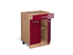 Küchenschränke<Vicco Schubladenschrank R-Line Schubladenschrank für die Küche Bordeaux Hochglanz 60 cm AP Marmor Bordeaux-Glanz