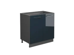 Hot Vicco Spülenunterschrank Fame-Line Hochglanz 80 cm mit Regal ohne Arbeitsplatte Dunkelblau