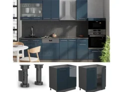 Hot Vicco Spülenunterschrank Fame-Line Hochglanz 80 cm mit Regal ohne Arbeitsplatte Dunkelblau