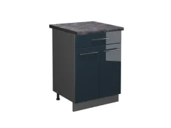 Hot Vicco Spülenunterschrank Fame-Line Hochglanz/Anthrazit 80 cm AP Eiche Dunkelblau