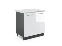 Vicco Spülenunterschrank Fame-Line Hochglanz/Anthrazit 80 cm AP Marmor Küchenschränke