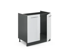 Vicco Spülenunterschrank Fame-Line Hochglanz/Anthrazit 80 cm AP Marmor Küchenschränke