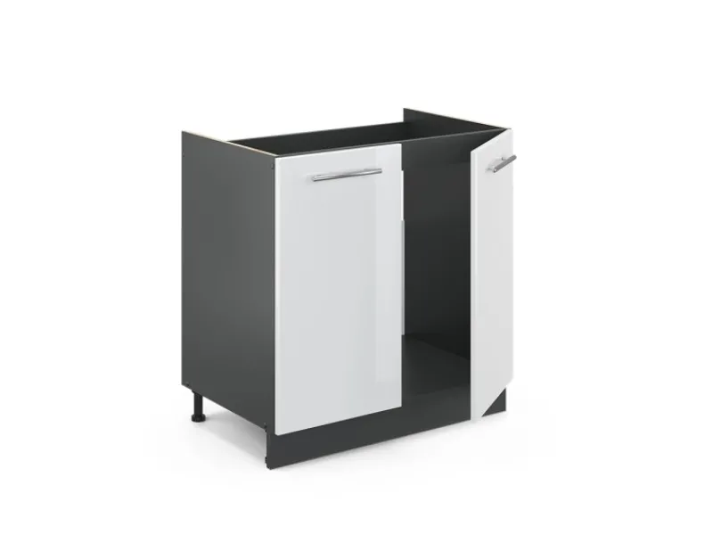 Vicco Spülenunterschrank Fame-Line Hochglanz/Anthrazit 80 cm AP Marmor Küchenschränke