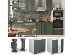 Vicco Spülenunterschrank Fame-Line Grün-Gold Landhaus/Weiß 80 cm mit Regal ohne Arbeitsplatte Dunkelgrün