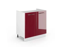 New Vicco Spülenunterschrank Fame-Line Bordeaux Hochglanz/Weiß 80 cm ohne Arbeitsplatte Bordeaux-Glanz