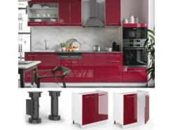 New Vicco Spülenunterschrank Fame-Line Bordeaux Hochglanz/Weiß 80 cm ohne Arbeitsplatte Bordeaux-Glanz