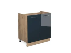 Discount Vicco Spülenunterschrank Fame-Line Hochglanz/Goldkraft Eiche 80 cm ohne Arbeitsplatte Dunkelblau