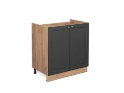 Pantryküchen<Vicco Spülenunterschrank Fame-Line -Gold/Goldkraft Eiche 80 cm ohne Arbeitsplatte Anthrazit