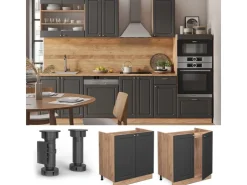 Pantryküchen<Vicco Spülenunterschrank Fame-Line -Gold/Goldkraft Eiche 80 cm ohne Arbeitsplatte Anthrazit