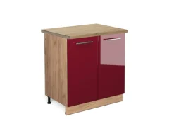 Outlet Vicco Spülenunterschrank Fame-Line Bordeaux Hochglanz/Goldkraft Eiche 80 cm AP Eiche Bordeaux-Glanz