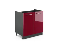 Hot Vicco Spülenunterschrank Fame-Line Bordeaux Hochglanz/Anthrazit 80 cm ohne Arbeitsplatte Single-Küchen|Pantryküchen